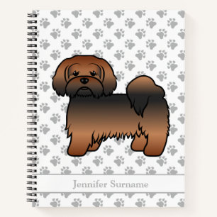 Cuaderno Perro de dibujos animados Lhasa Apso Sable Rojo y