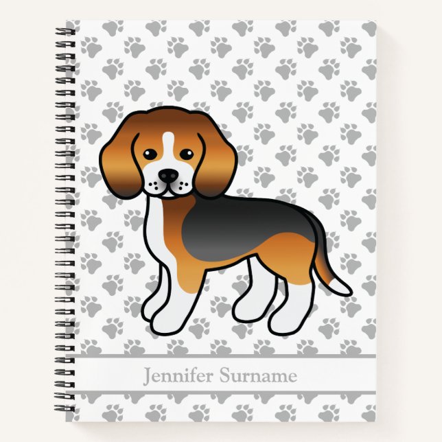 Cuaderno Perro De Dibujos Animados Lindo Beagle Tricolor &  (Anverso)