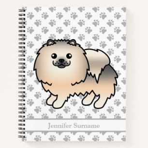 Cuaderno Perro de dibujos animados Pomerania Sable Crema & 