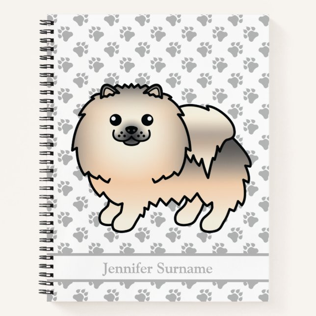 Cuaderno Perro de dibujos animados Pomerania Sable Crema &  (Anverso)