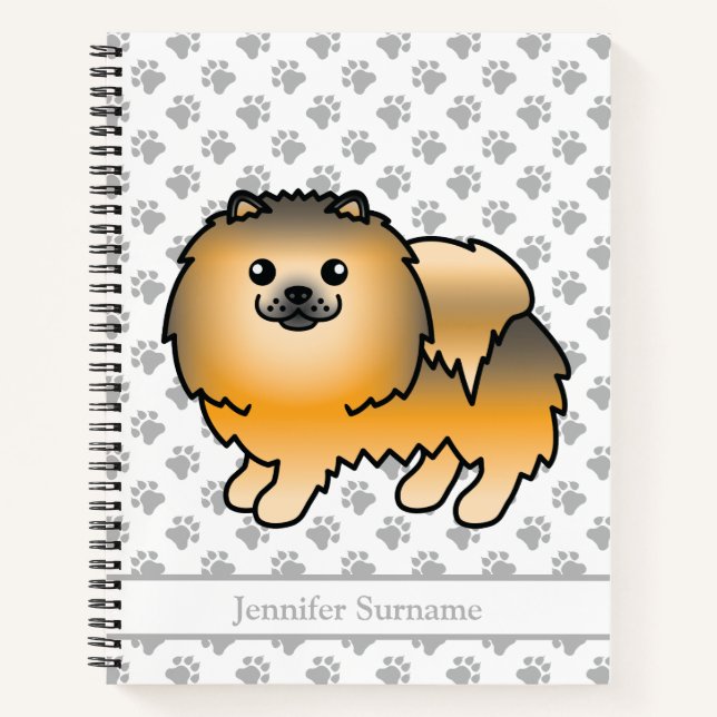 Cuaderno Perro de dibujos animados pomerania sable naranja  (Anverso)
