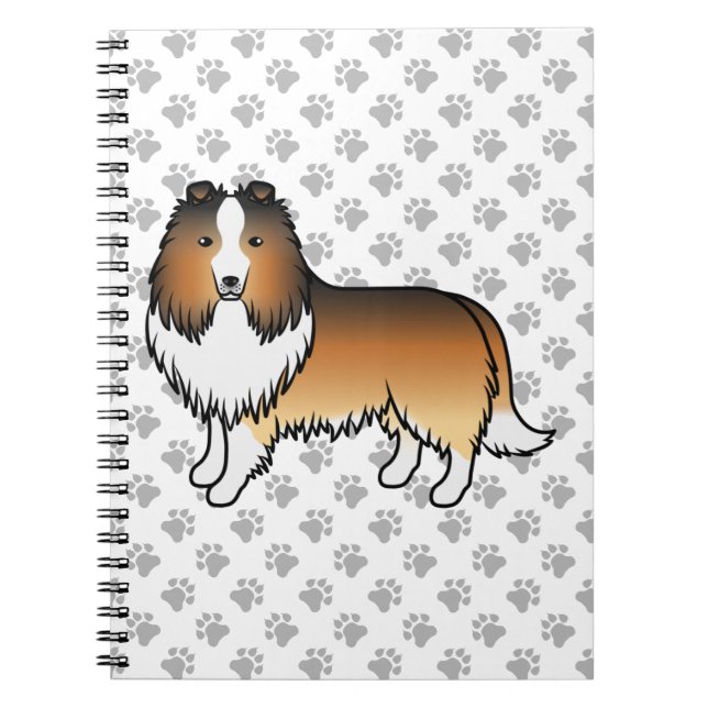 Cuaderno Perro de dibujos animados Sable Shetland Sheepdog  (Frente)