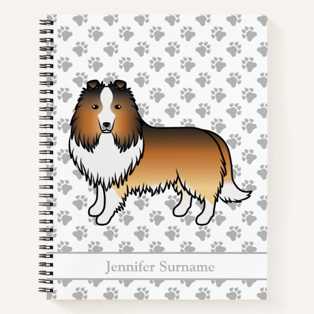 Cuaderno Perro de dibujos animados Sable Shetland Sheepdog  (Anverso)