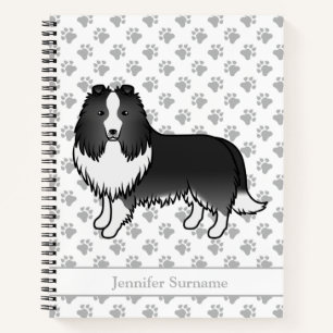 Cuaderno Perro de dibujos animados Shetland Sheepdog Bi-Neg