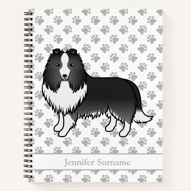 Cuaderno Perro de dibujos animados Shetland Sheepdog Bi-Neg (Anverso)