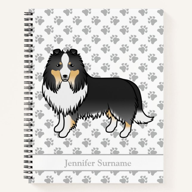Cuaderno Perro de dibujos animados Shetland Sheepdog tricol (Anverso)