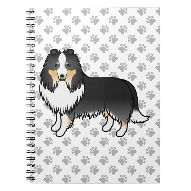 Cuaderno Perro de dibujos animados tricolor Shetland Sheepd (Frente)
