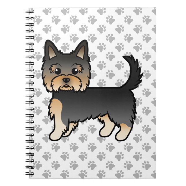 Cuaderno Perro De Dibujos Animados Yorkshire Terrier Negro  (Frente)