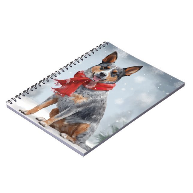 Cuaderno Perro de ganado australiano en Navidad de nieve (Lado Izquierdo)