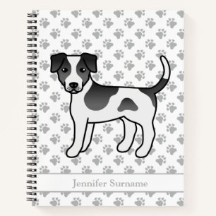 Cuaderno Perro de granja danés-sueco blanco y negro & Nombr