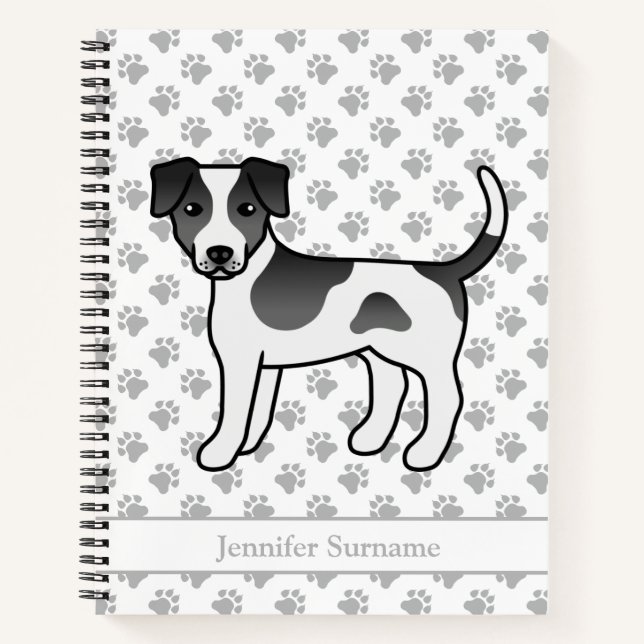 Cuaderno Perro de granja danés-sueco blanco y negro & Nombr (Anverso)