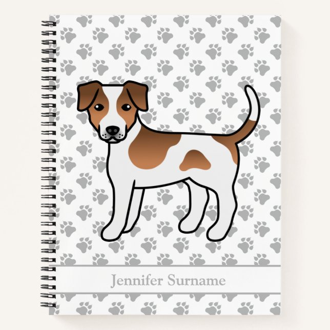 Cuaderno Perro de granja danés-sueco marrón y blanco & nomb (Anverso)
