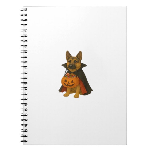 Cuaderno Perro de Halloween en Bulldog alemán vestido de va (Frente)