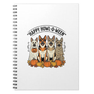 Cuaderno Perro de Halloween Feliz Howl-O-Ween Vintage Pasto