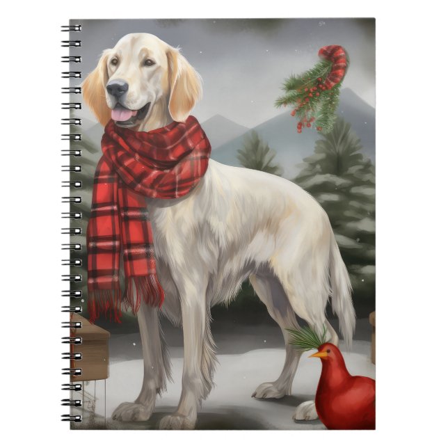 Cuaderno Perro de la escuela inglesa en Navidades de nieve (Frente)