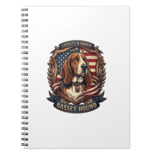 Cuaderno Perro de lealtad Basset Hound Bandera americana Es
