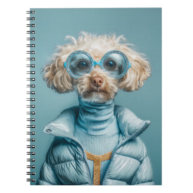 Cuaderno Perro de Moda con Ropa Azul (Frente)