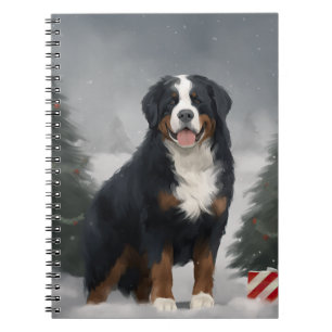 Cuaderno Perro de montaña de Berna en Navidades de nieve