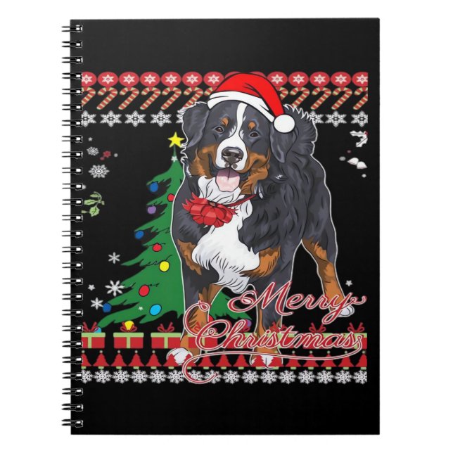 Cuaderno Perro de montaña de Bernese Navidades feos Sweater (Frente)
