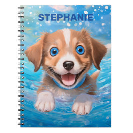 Cuaderno Perro de natación con cachorro Perro de baño Perso