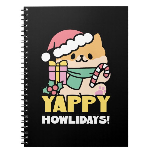 Cuaderno Perro de Navidades Cuadros - Yappy Howlidays (Frente)