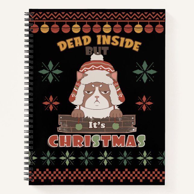 Cuaderno Perro de Navidades sarcásticos - Inspirado suéter  (Anverso)