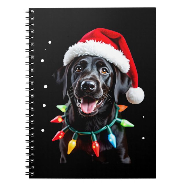 Cuaderno Perro de pijama con luces de árbol de Navidad Labr (Frente)