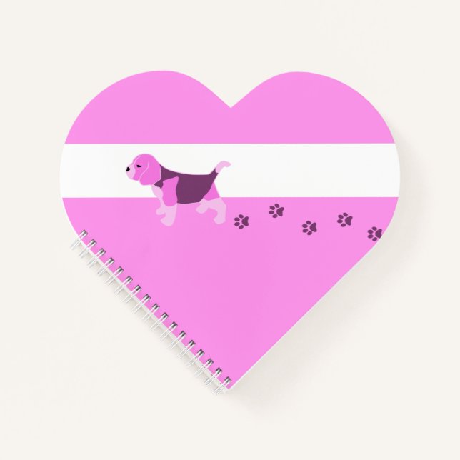 CUADERNO PERRO DE PUBRE DE BEAGLE ROSA CON IMPRESIONES DE P (Anverso)