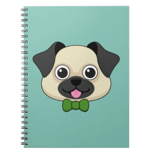 Cuaderno Perro de pug feliz lindo con papillón