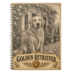 Cuaderno Perro de raza Retriever Dorado, perro vintage de h