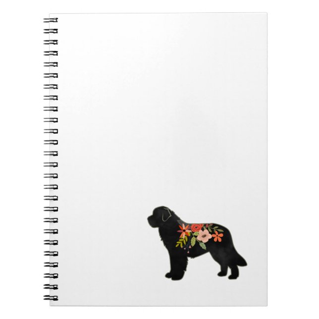 Cuaderno Perro de Terranova Raza de Silueta Floral Boho (Frente)