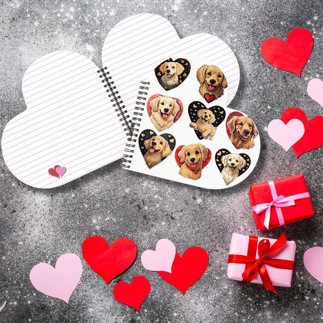 Cuaderno Perro de Valentine Golden Retriever (Watercolor Valentine Golden Retriever Dog Notebook)