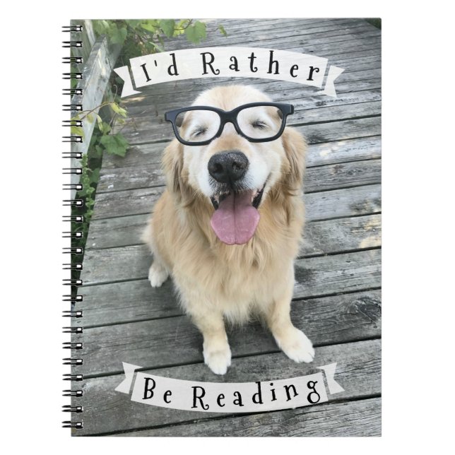 Cuaderno Perro del golden retriever que estaría leyendo (Frente)