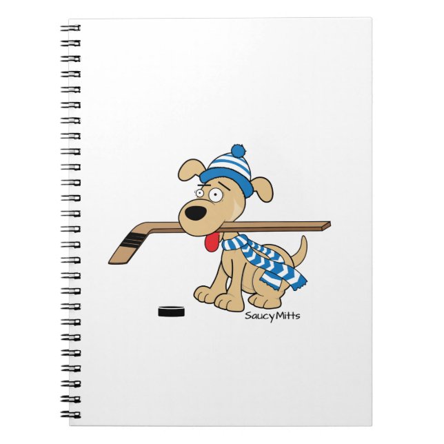 Cuaderno Perro del hockey del dibujo animado (Frente)