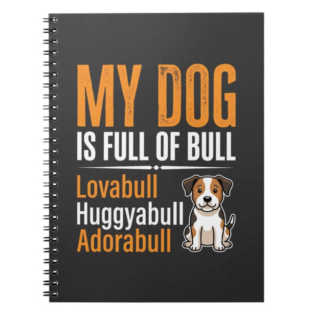 Cuaderno Perro Divertido Lleno De Diseño De Toros (Frente)