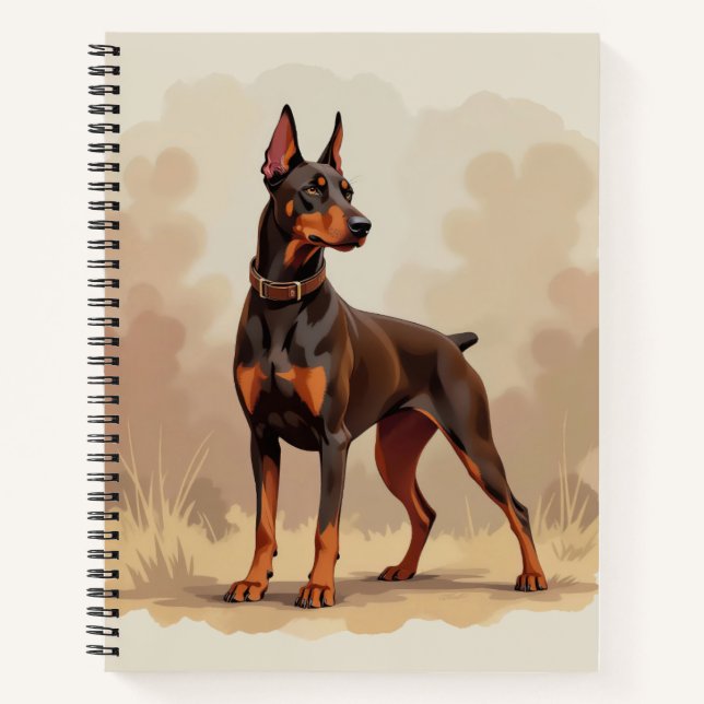 Cuaderno Perro Doberman Pinscher Marrón Óxido Rojo (Anverso)