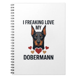 Cuaderno Perro Dobermann Corazones Rojos Enloquecido_1