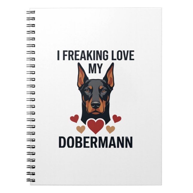 Cuaderno Perro Dobermann Corazones Rojos Enloquecido_1 (Frente)