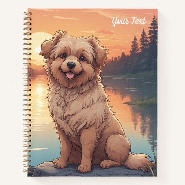 Cuaderno Perro Doodle junto al lago (Anverso)