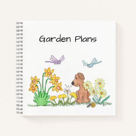 Cuaderno Perro en jardín de flores