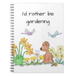 Cuaderno Perro en jardín de flores