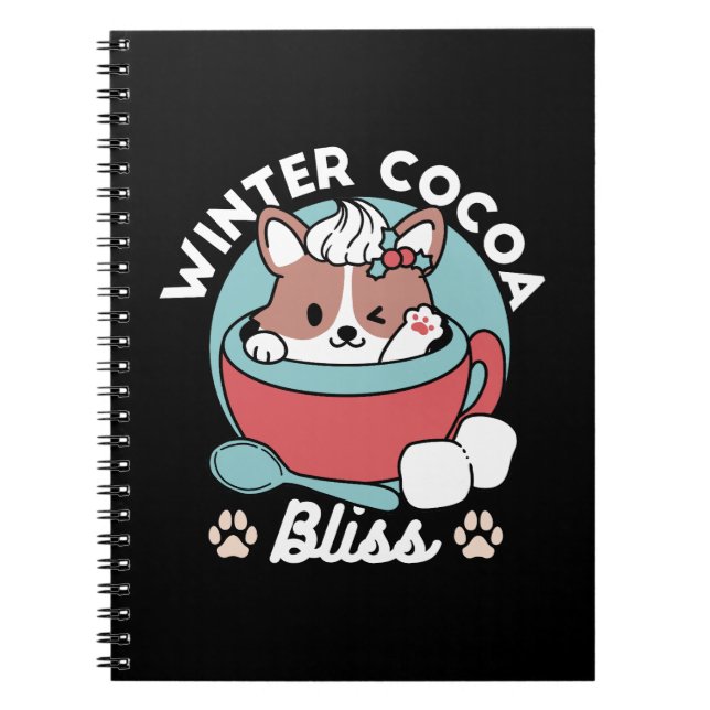 Cuaderno Perro en taza festiva para vibraciones de vacacion (Frente)