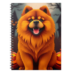 Cuaderno Perro encantador Chow Chow celebrando Halloween
