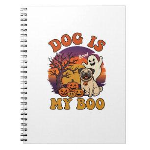 Cuaderno Perro Es Boo Halloween Pug Fantasma Calabazas_1
