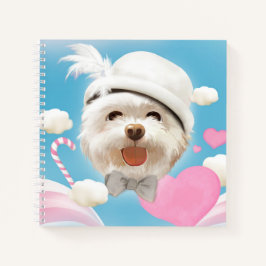 Cuaderno Perro esponjoso con Gorra blanco