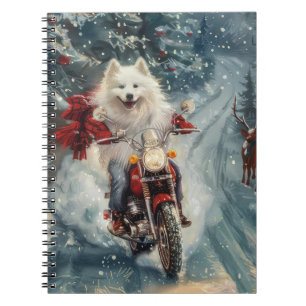 Cuaderno Perro Esquimal Americano Montando Motocicleta Navi