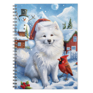 Cuaderno Perro Esquimal Americano Navidad Invierno Maravill