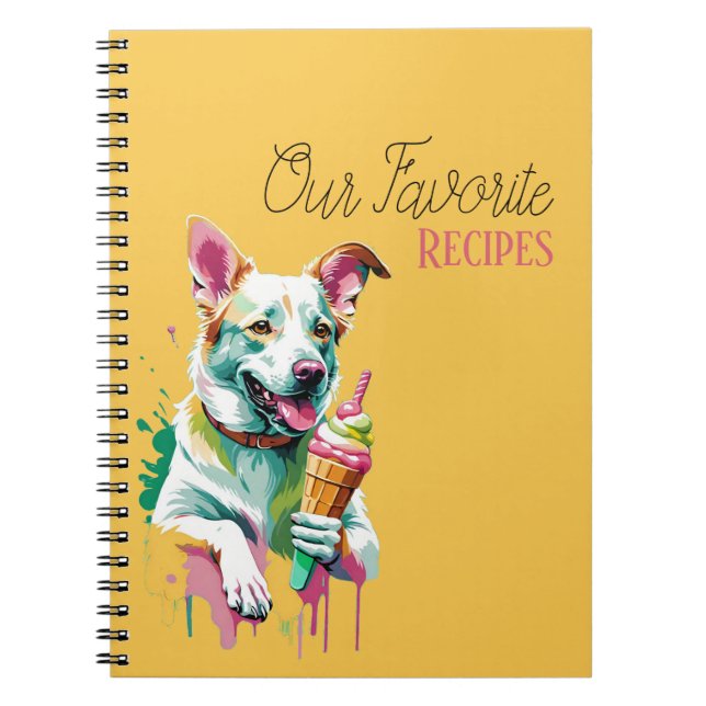 Cuaderno Perro feliz comiendo un helado (Frente)
