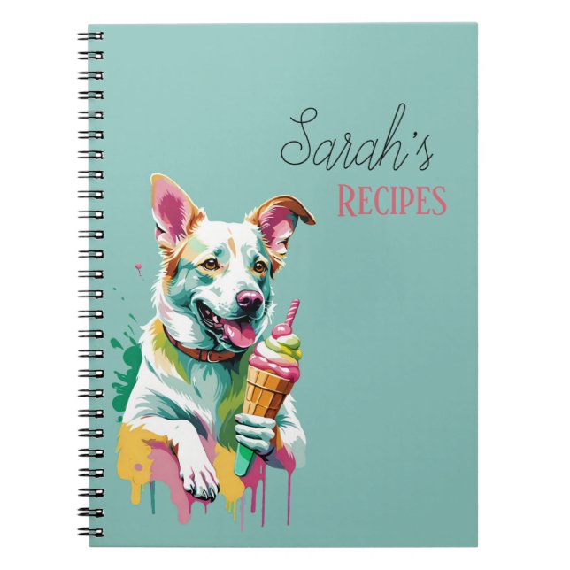 Cuaderno Perro feliz comiendo un helado (Frente)