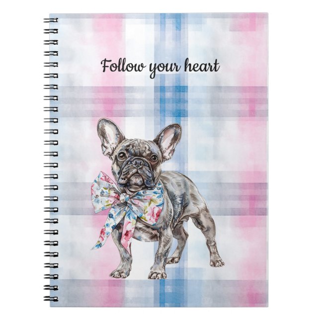 Cuaderno Perro floral azul verde rosa de moda (Frente)
